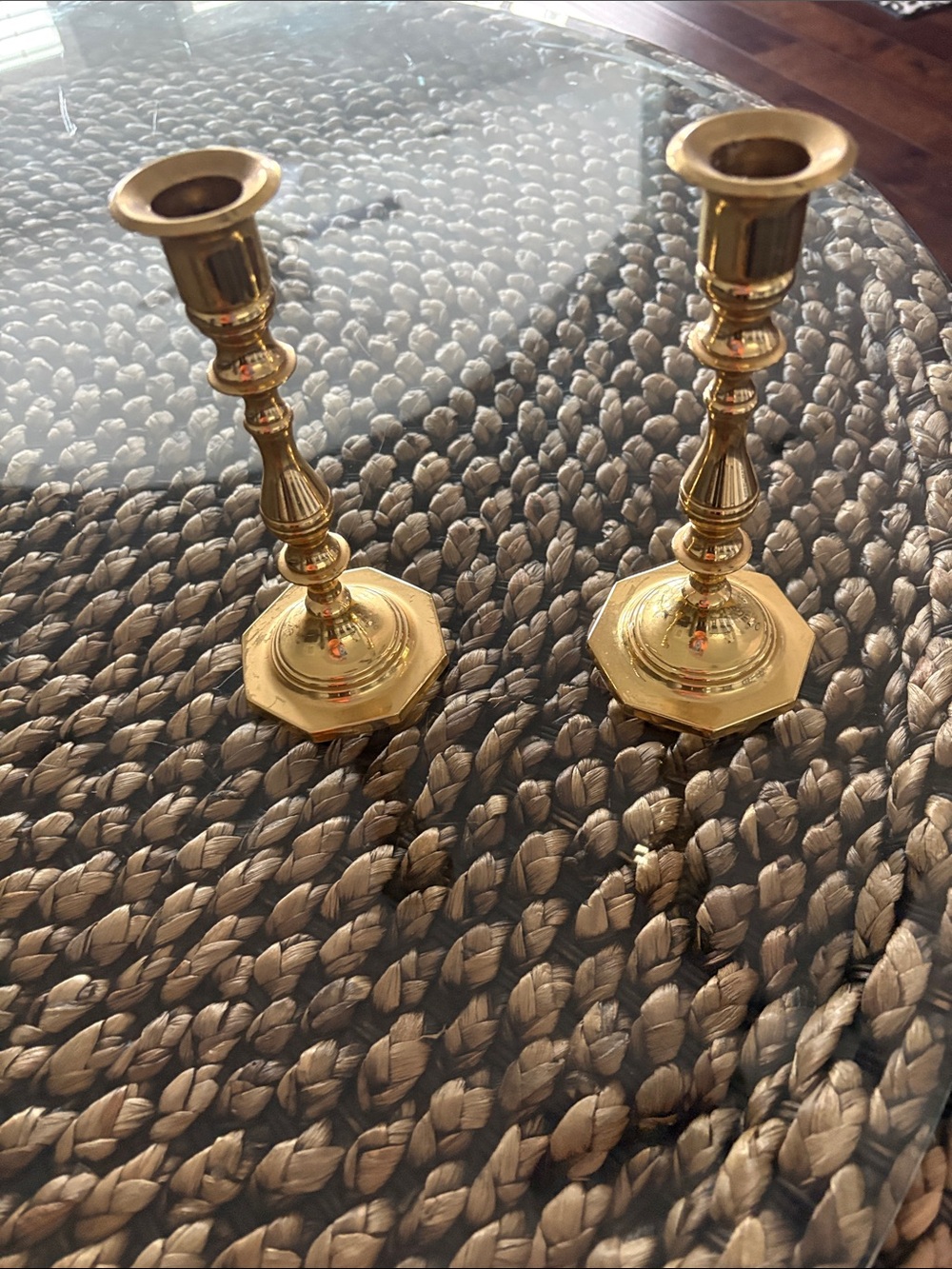 baldwin Polished Gold Brass Pair of Candlesticks